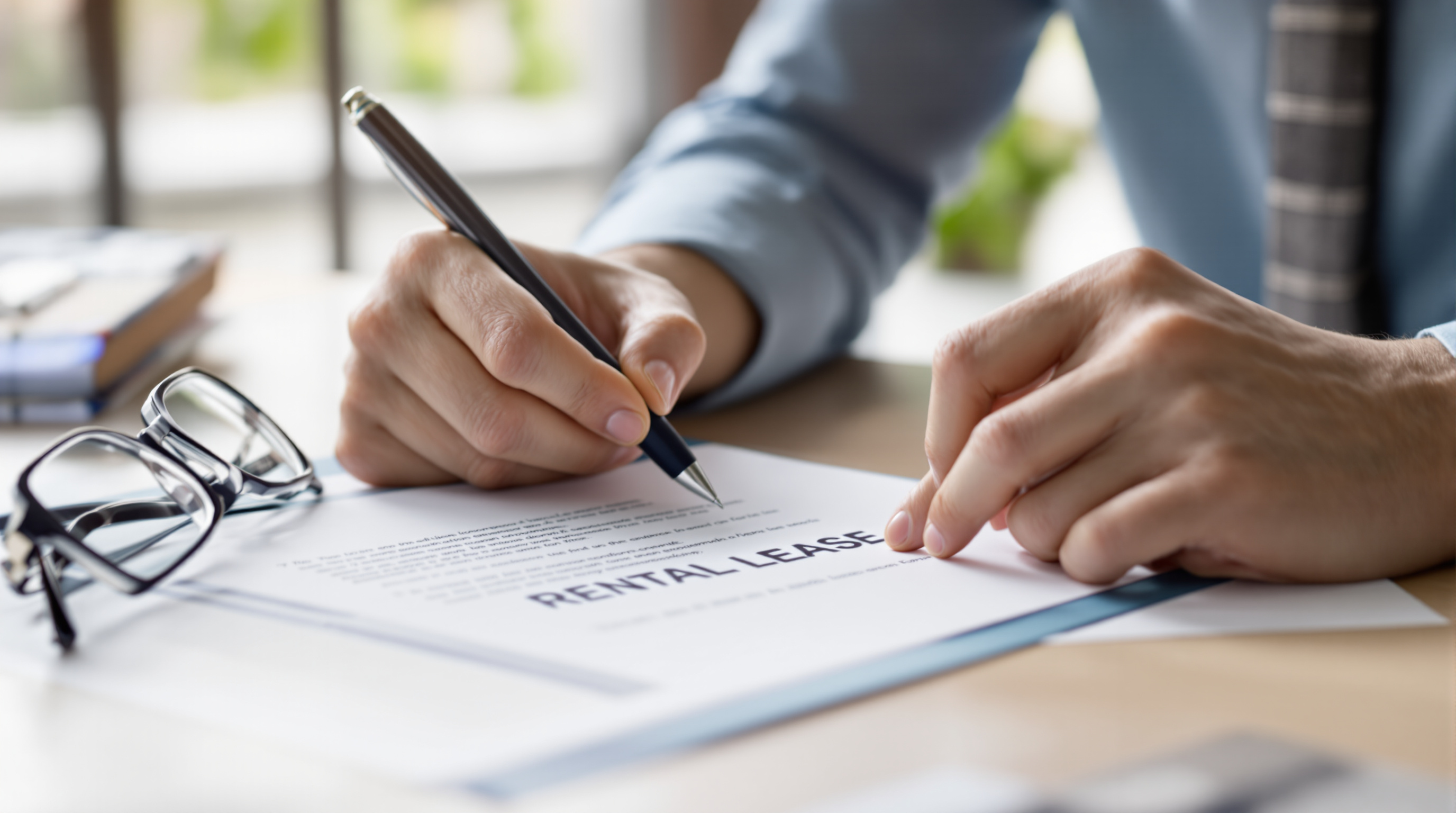 Student reviewing apartment lease agreement